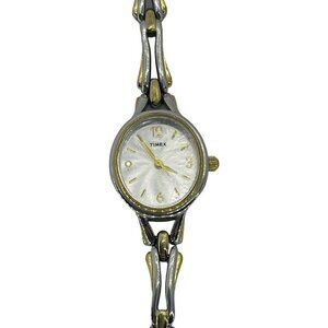 Timex Women's Watch MOP Dial Two Tone Stainless Steel Bracelet Band P2